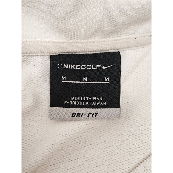 Nike Golf Shirt Men's M White Short Sleeve Polo Dri-Fit Stretch Geometric‎ Print - Picture 4 of 4